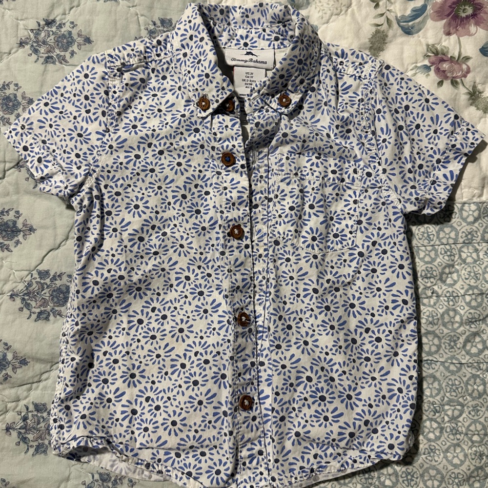 Tommy Bahama White and Blue Floral Shirt